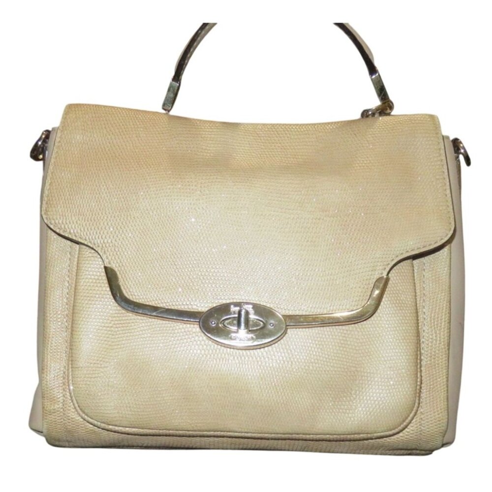 Coach 2013 Madison Glitter Lizard Sadie Flap Leather Crossbody Satchel in Champa
